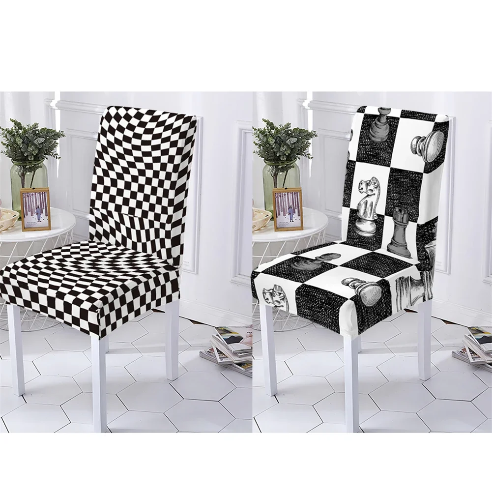 Geometry Style Covers For Chairs Furniture Cover For Chair Lattice Pattern Chairs Cover International Chess Printing Chair Cover