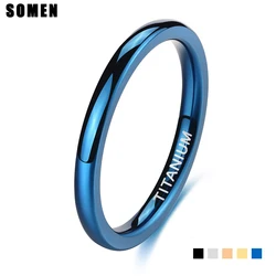 Somen 2mm Rings For Women Blue Slim Titanium Ring Female Engagement Wedding Band Male Fashion Jewelry Bague Homme Anillos Mujer