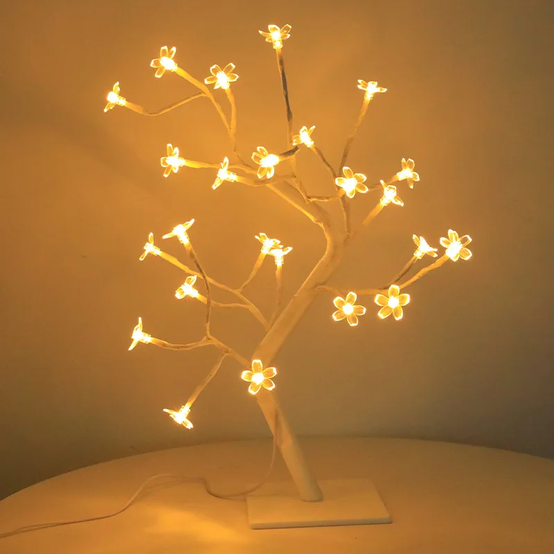 Cherry Blossom Night Light, Realistic LED Tree Lamp for Bedroom, USB Powered Mood Decor, Desktop Atmosphere Lighting