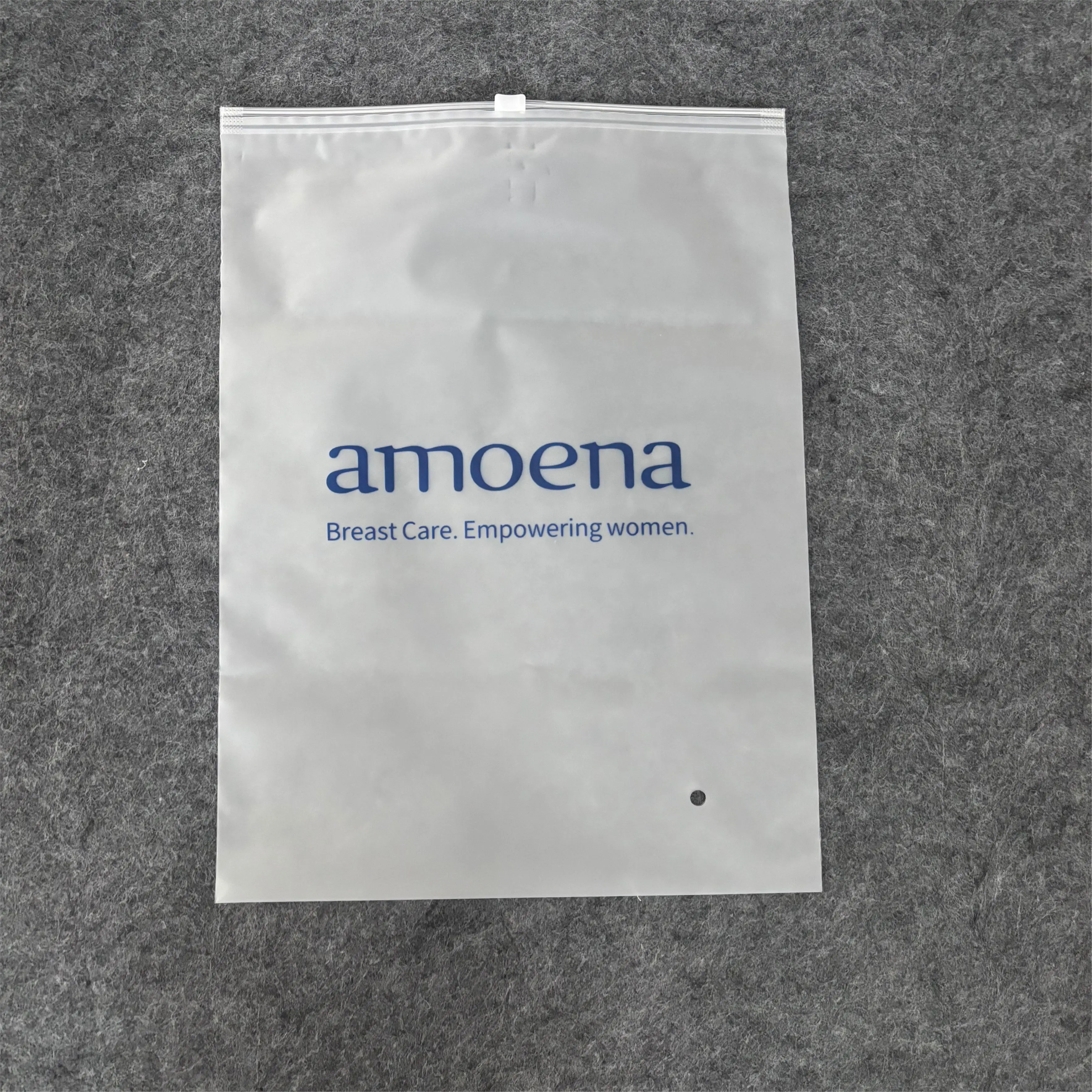 Customized black matte frosted zipper clothing bag logo printing