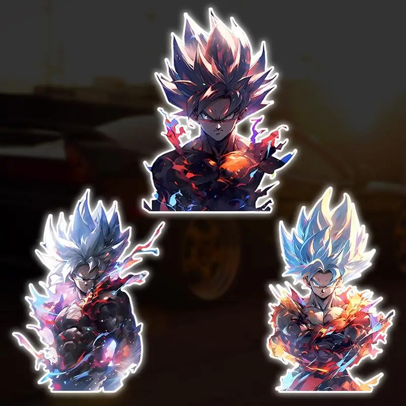 Anime Cartoon Dragon Ball Reflective Car Stickers Student DIY Creative Waterproof Decorate Stickers Kawaii Car Windows Stickers