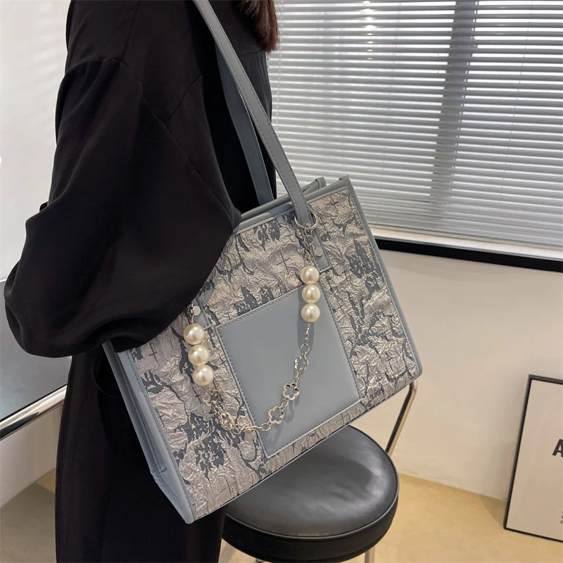 

Fashion Beading Design Bag Women's 2024 New Tote Handbag Large Capacity Chain Shoulder Bags Small Underarm Bag Female