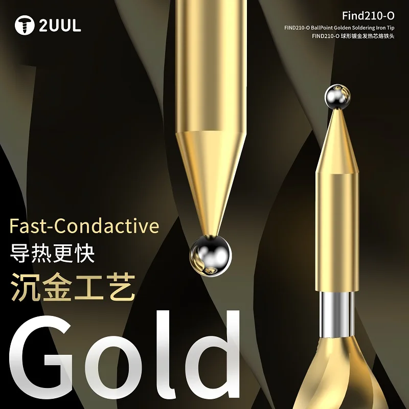 2UUL FIND C210 Golden BallPoint Soldering Iron Tips 018/020/002 Set for Phone BGA CPU Repair and Electronics Welding view 2