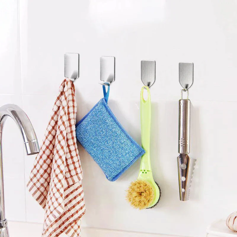Hook Stainless Steel Heavy-duty Wall Hook Bathroom Storage Towel Rack Multifunctional Kitchen Rack Self-adhesive