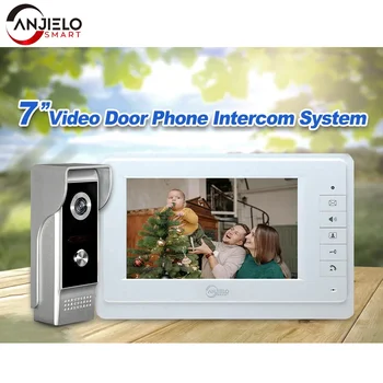 7 بوصة السلكية جرس باب يتضمن شاشة عرض فيديو الاتصال الداخلي مع كاميرا باب الهاتف مقاوم للماء شقة حماية الأمن السكنية الخاصة