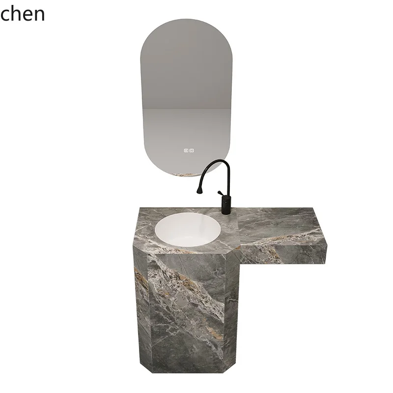 

ZML rock slab column basin hexagonal seamless basin wash basin outdoor balcony courtyard washbasin washbasin washstand
