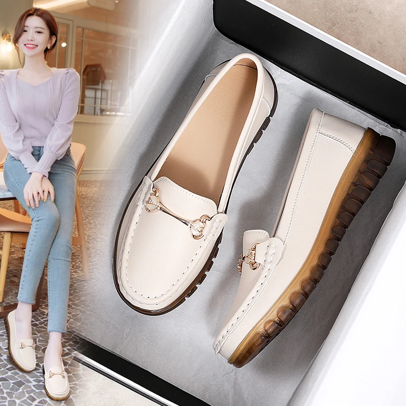 2024 New Classic Leather for Women Fashion Casual Comfortable Loafers Ladies Women Flat Soft Shoes