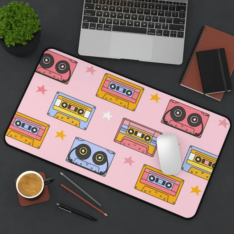 

Retro Cassette Pattern Deskmat, Cute Computer Deskmat, Keyboard Mat, Office Decoration, Cute Mouse Pad, Couple Gift Mousepad
