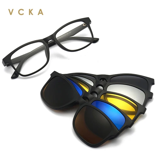 VCKA-gafas de sol polarizadas intercambiables cinco en uno para hombre y mujer, lentes de doble capa con manga magnética de doble propósito, a la moda