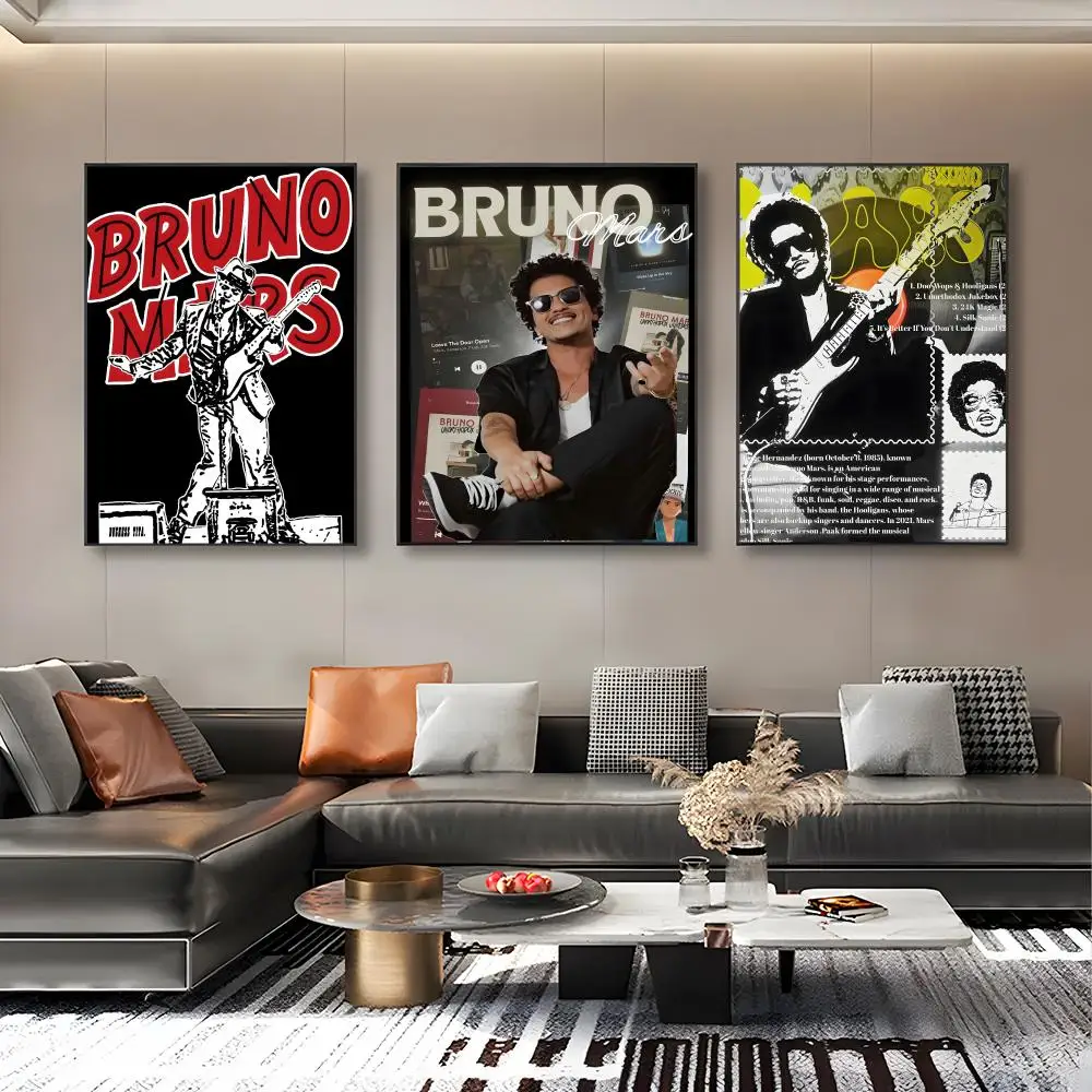 Pop Superstar Bruno Mars Poster Poster Aesthetic Prints and Posters Wall Art Retro Painting Home Room Cafe Club Dorm Wall Decor