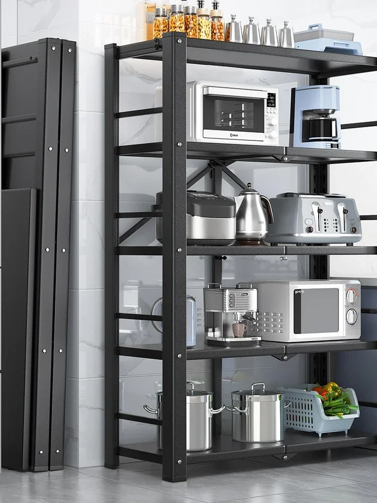 Kitchen storage rack, multi-layer floor to floor storage bookshelf, household warehouse storage, movable balcon