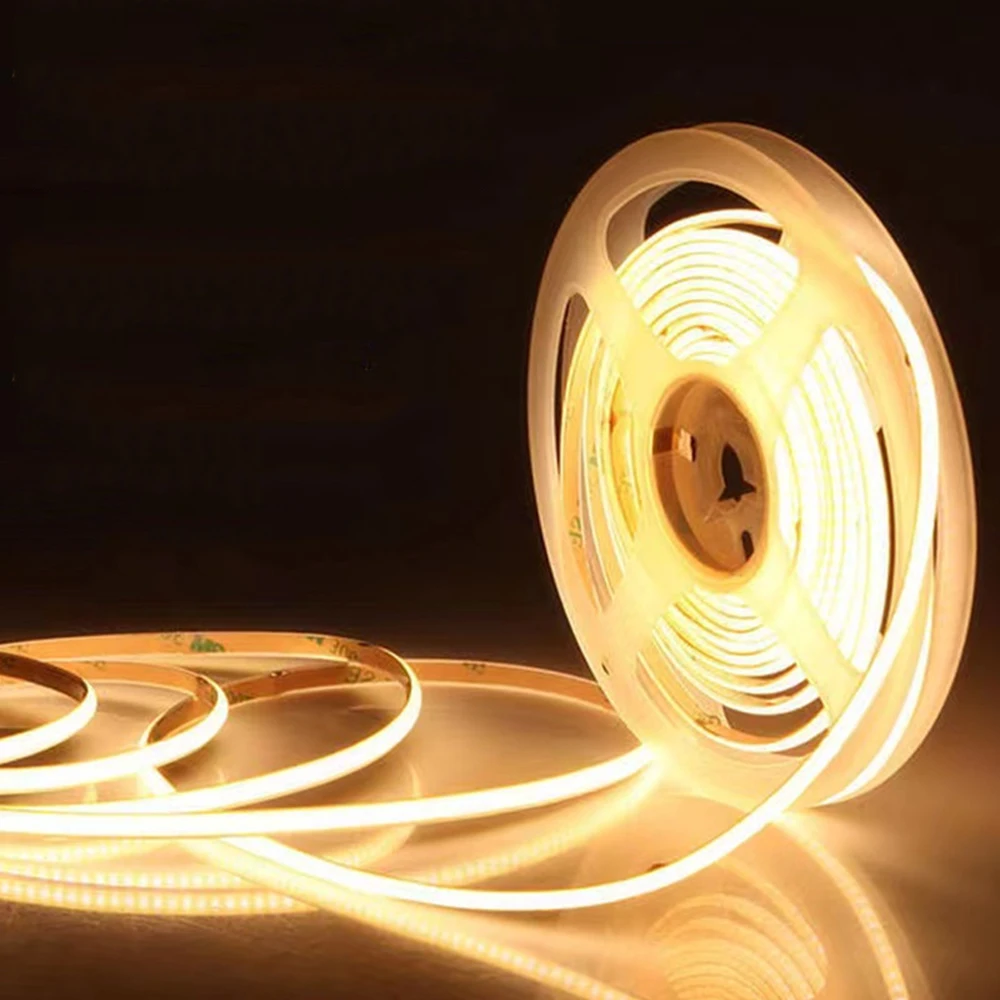 COB LED Strip Light 12V 24V 384Led/m 3mm Ultra Super Thin 0.5m - 5m Flexible 12 24 V Volt LED Strip Tape For Room Decor Lamp