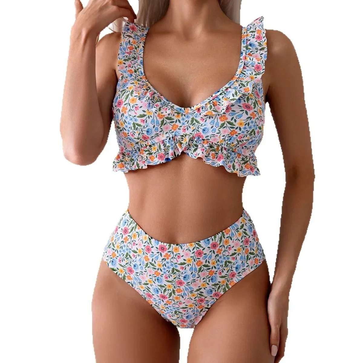 Fashionable Printed One-Piece Thermal Beach Swimwear Cross-Border Small Fresh Style from Overseas Warehouse Bikini Set Women