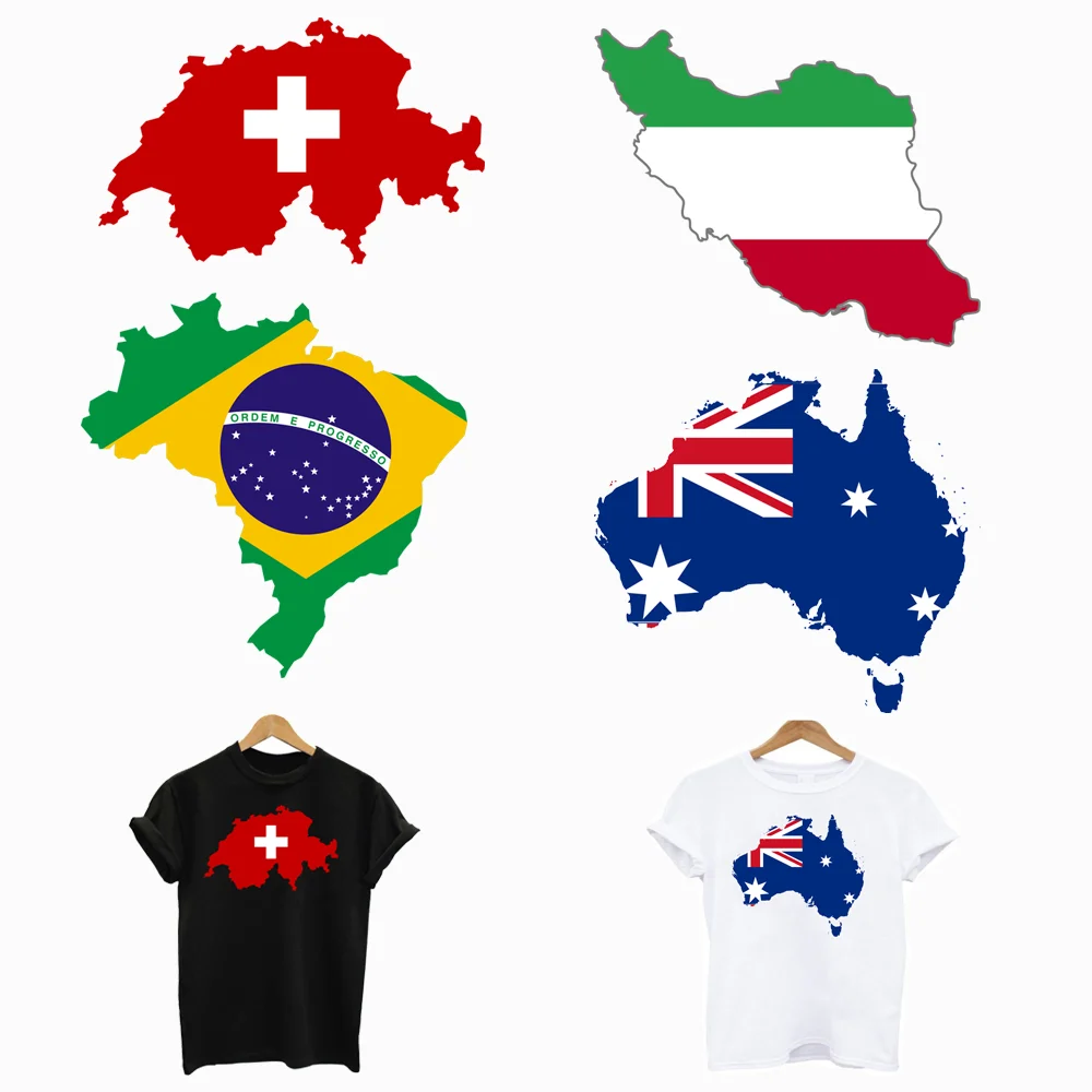 

2Pcs/Lot Flags Of The World Iron On Fusible Adhesive Thermo Patch For Clothing Thermoadhesive Thermal Transfer T-Shirt Stickers