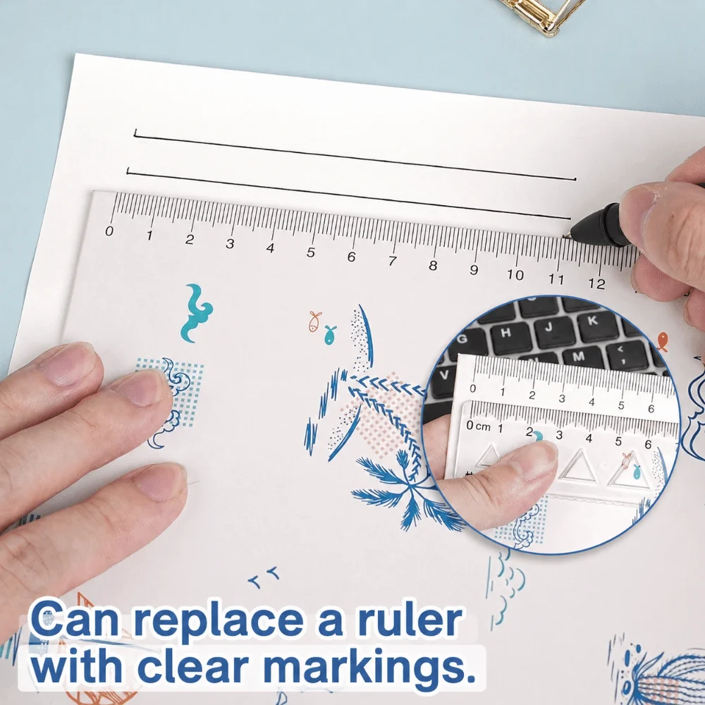 Durable With Side Ruler Clipboard Poetic Ocean Pattern Portable Writing Pad Folder Paper Document Holder Gift