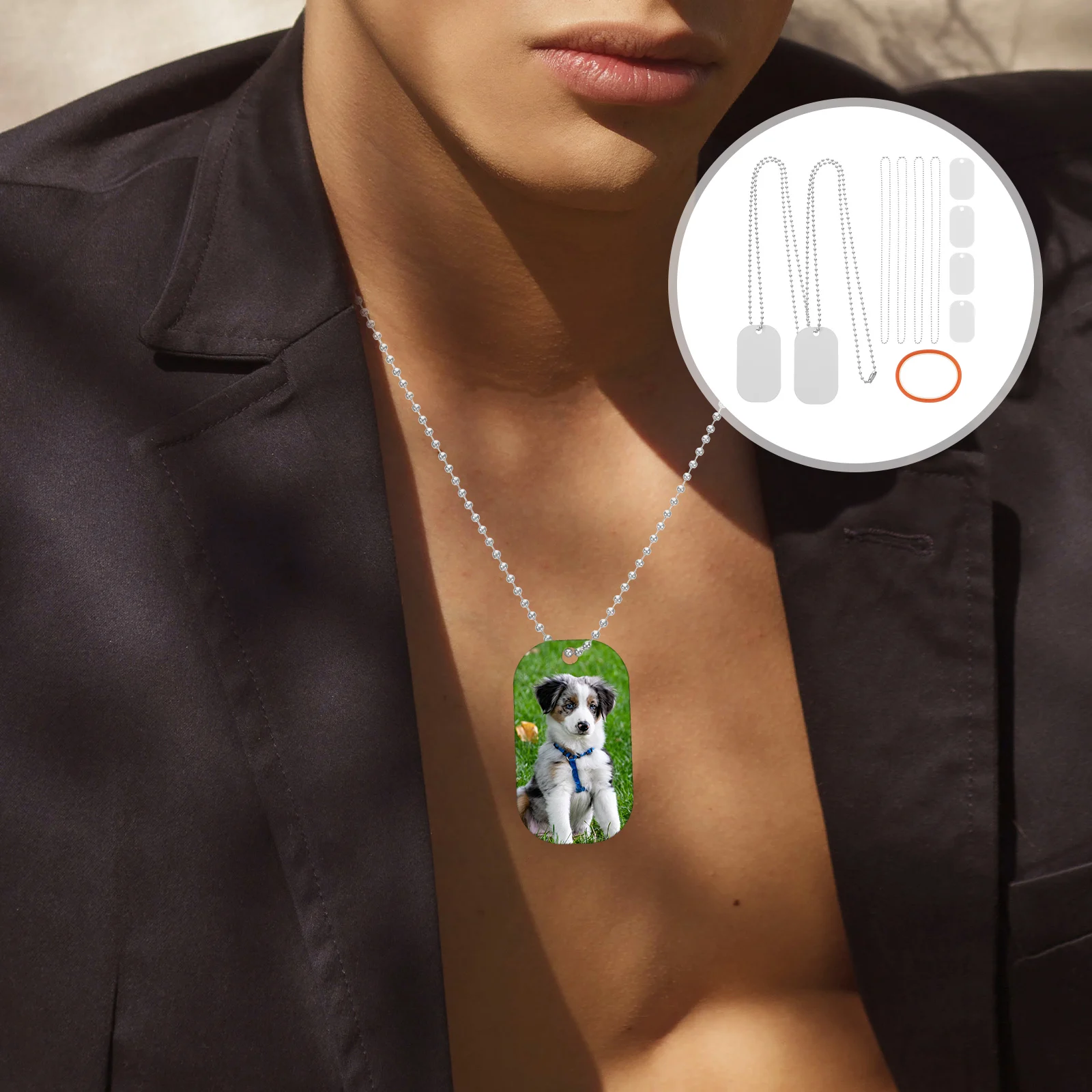 

1 set 1 Set Sublimation Blank Dog Metal Heat Transfer Pendant Tags For Custom Pet Accessories Durable Aluminum Hanging Tags Diy