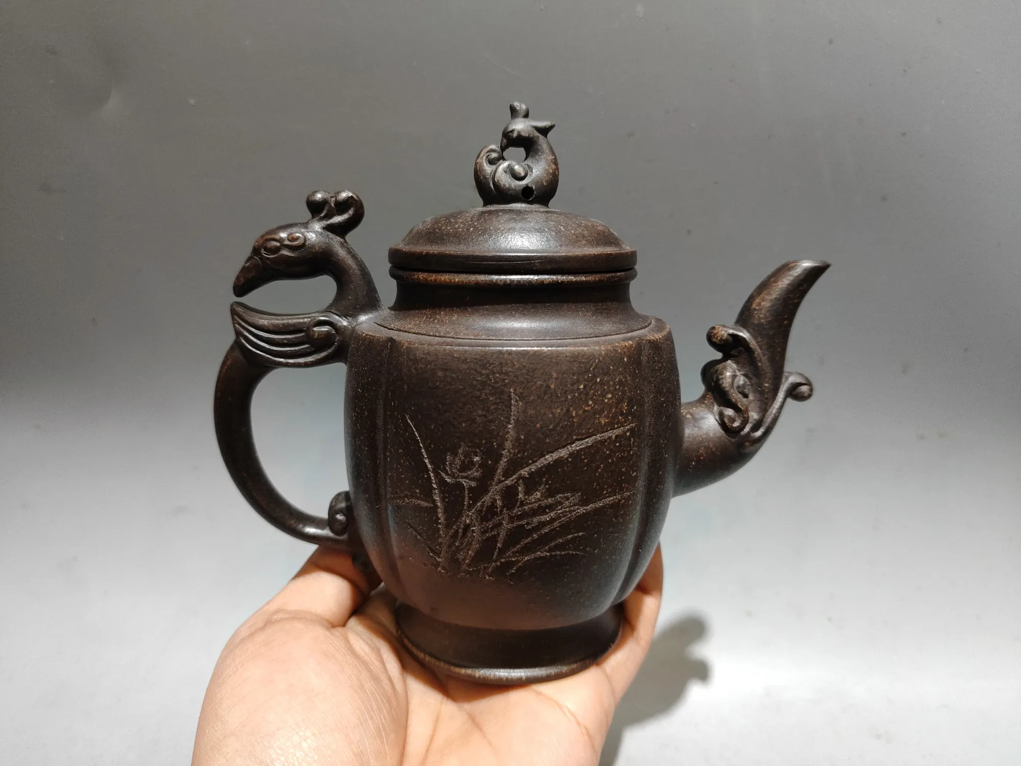 Purple Clay Pot Antique teapot Dragon and Phoenix Pot 4 cups a set Kettle Teapot Pot Tea