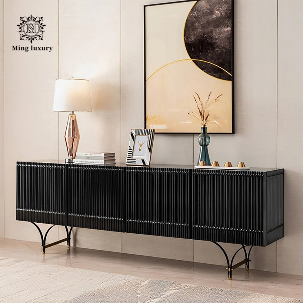 Modern Luxury Italian Design Solid Wood Stainless Steel Living Room Divider Display Cabinet For Villa Apartment Home Hotel