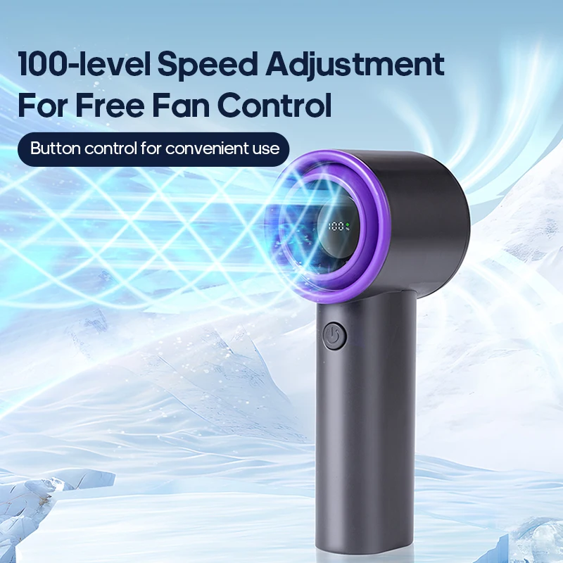 Kinscoter مروحة توربو صغيرة محمولة للاستخدام الخارجي 3000 مللي أمبير في الساعة USB قابلة لإعادة الشحن 100 ترس مروحة رقبة محمولة يمكن ارتداؤها مع شاشة عرض LED
