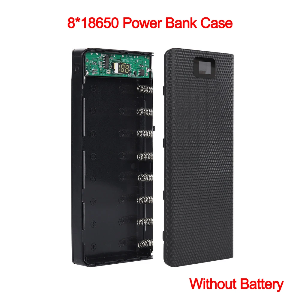 8x18650 보조베터리 케이스 5V 2A 배터리 충전 스토리지 박스 듀얼 USB 유형 C Powerbanks 쉘 분리형 배터리 홀더