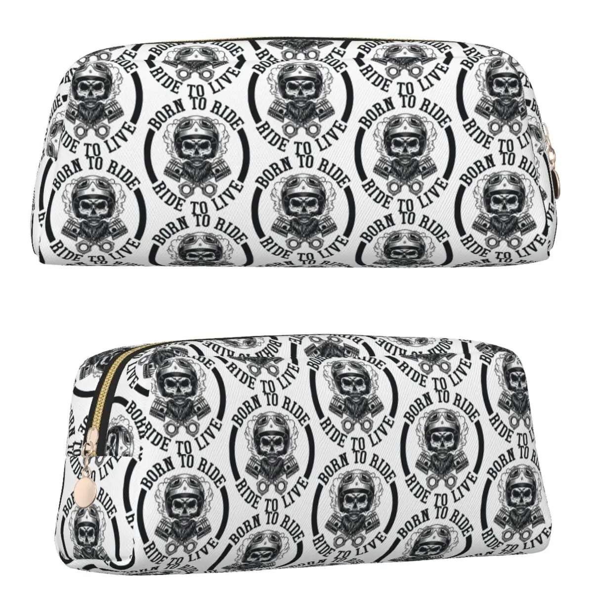 Born To Ride Ride To Live Motorcycle Biker Pencil Cases for Students Gifts Pen Box Pencil Bag Pencil Pouch Pen Holder