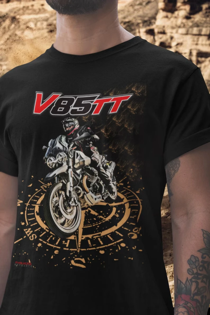 V85 TT Adventure Bike T Shirt Classic Enduro Motorcycle Gift for Riders Touring Scrambler Style Shirt Cotton T-shirt Unisex