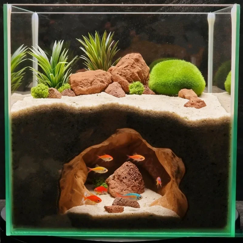 Sinkhole Cave Aquarium Ornament - Fish Shrimp Turtle Hideaway for Reptile Amphibian Terrarium view 2
