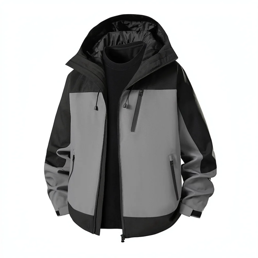 Casual Workwear Jacket For Men Hooded Windbreaker Spring Fall Outwear Multi Pocket Durable Utility Clothing For Camping