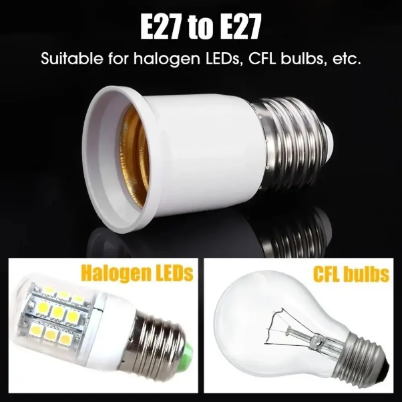Plastic E27 To E27 Extender Lighting Parts 65mm/95mm/120mm White Converter Holder Extend Extension Socket