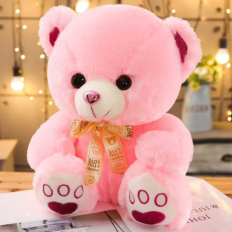 1pc 35cm/13.77in pink girl heart bear doll soft body sitting teddy bear cute super cute girl puppet doll for girl's birthday gif