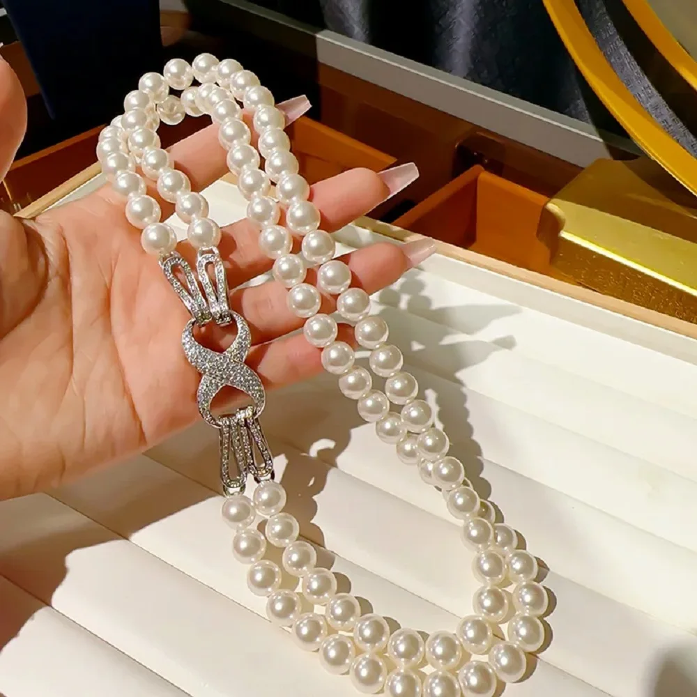 1-صف 2-صف أنيق اللؤلؤ قلادة AAAA 9-10 مللي متر الطبيعية جنوب البحر جولة اللؤلؤ الأبيض قلادة 925s