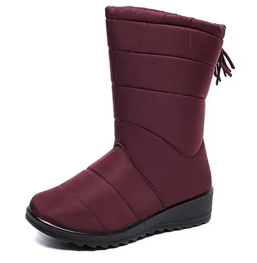 Wimter Mid-calf botas femininas de inverno warm large size tassel wedge waterproof casual women\'s snow boots P269