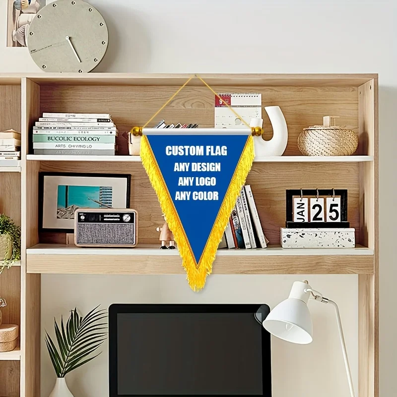 Customize Triangle Polyester Tassels Banner, for Room & Garden Decor, Dual-Sided Print, for Weddings, Birthdays, Anniversaries