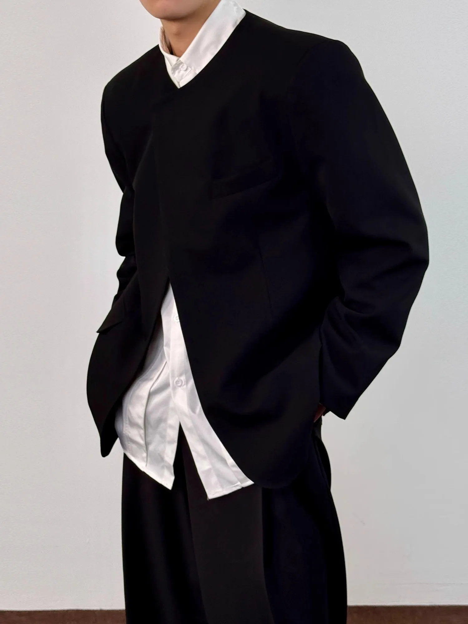 

Новый китайский мужской костюм Jaet, легкий костюм с подкладкой и диагональными лацканами, повседневное пальто в стиле вестерн для подростков