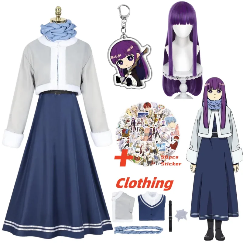 2025 novo traje cosplay anime frieren no funeral adesivos samambaia peruca roupas de inverno roupas halloween carnaval par ☆ ★ ee ☆ ★