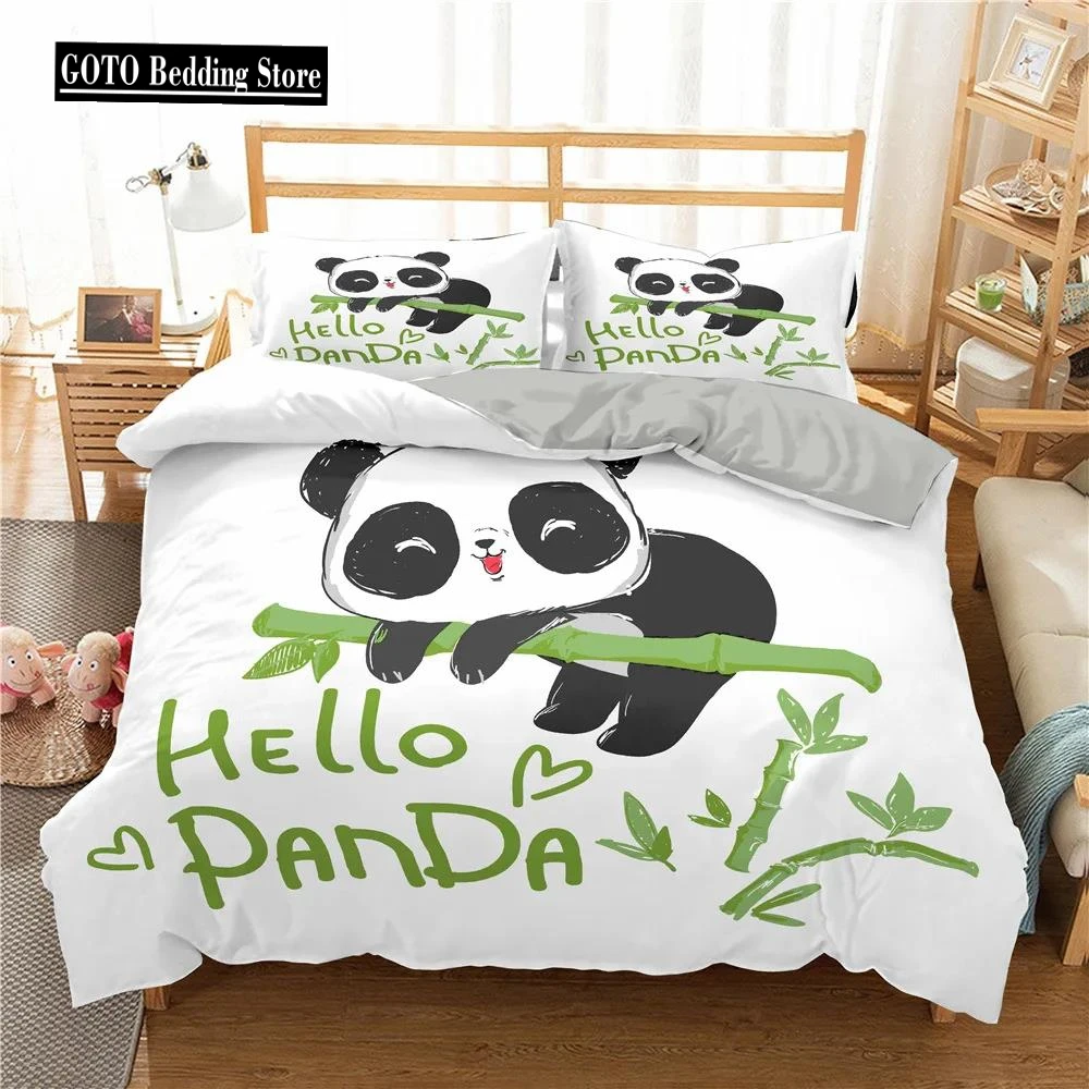 

Kid Cartoon Comforter Bedding Sets 3D Print Plain Panda, Fox, Pet Cat, Lovely Dog Duvetcover Pillowcase Bad Cover Set 3pc