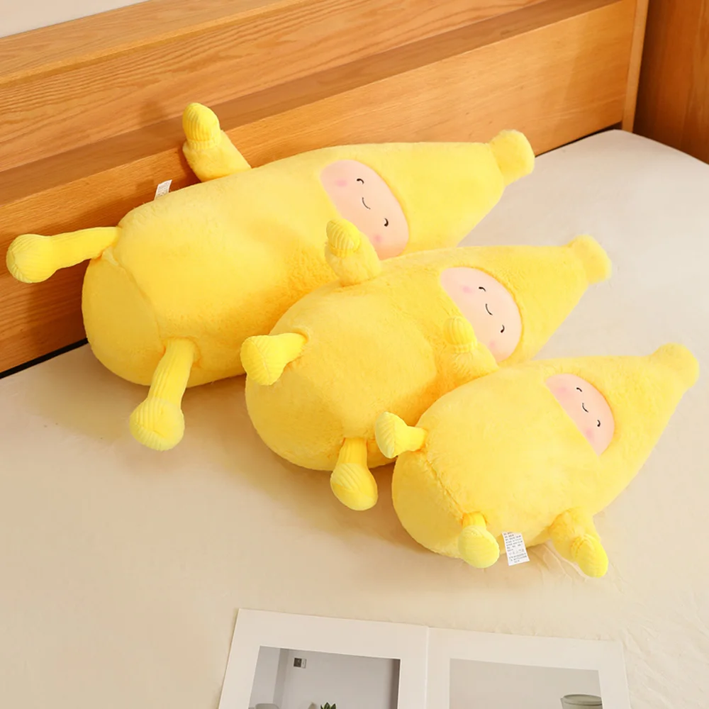 Kawaii Banaan Man Gevulde Poppen Met Mini Armen Benen Leuke Gele Banaan Knuffels Knuffel-Gable Verjaardagscadeautjes Voor vriendinnen