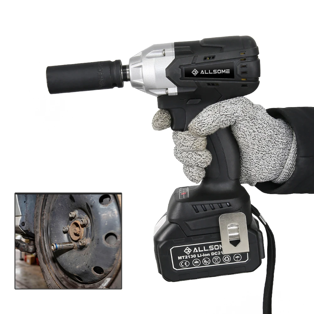 Allsome 21V MAX Cordless Impact Wrench with Belt Clip, 1/4-Inch, Tool Only