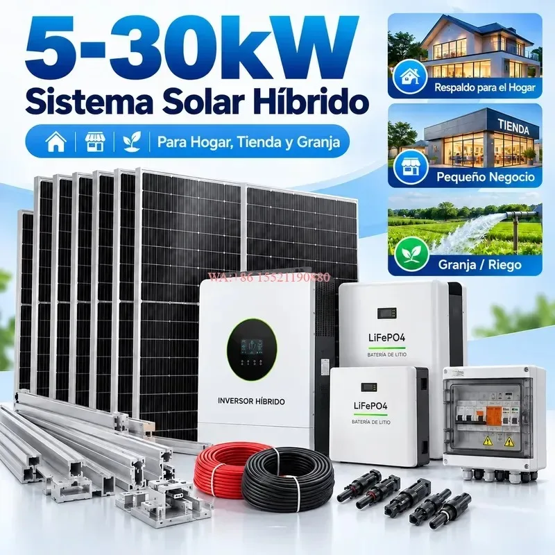 wmwmnu 5kW 10kW Hybrid 20KVA 30kW All in One Solar Kit with LiFePO4 Battery for Home Shop Farm Complete Solar Power System