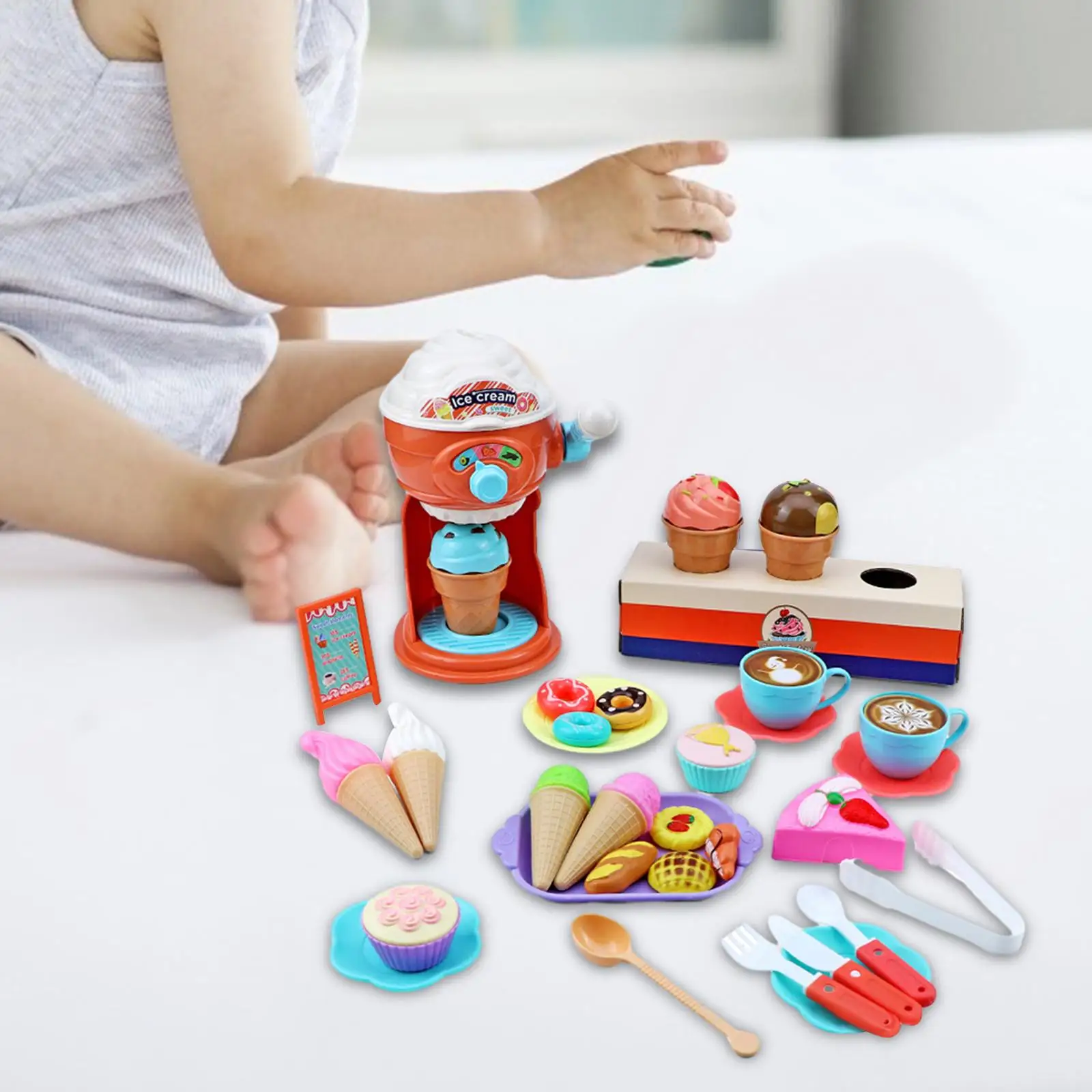 38 Pieces Ice Cream Maker Toy Dessert Accessories Gift Ice Cream Toy Set for Boys Children Kids Toddlers 3 4 5 6 Years Old