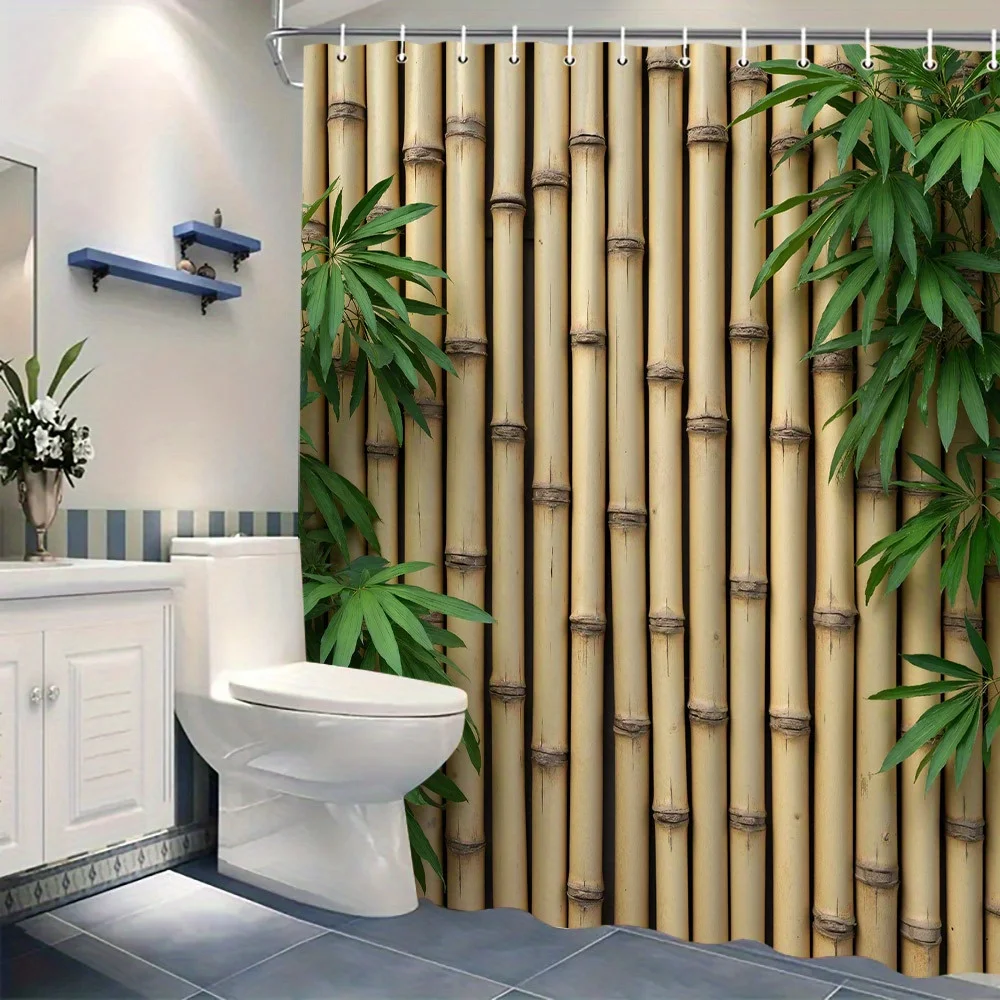 Bamboo Forest Waterproof Shower Curtain for Bathroom Decor, Nature-Inspired Design, Vibrant Colors, Unique Style