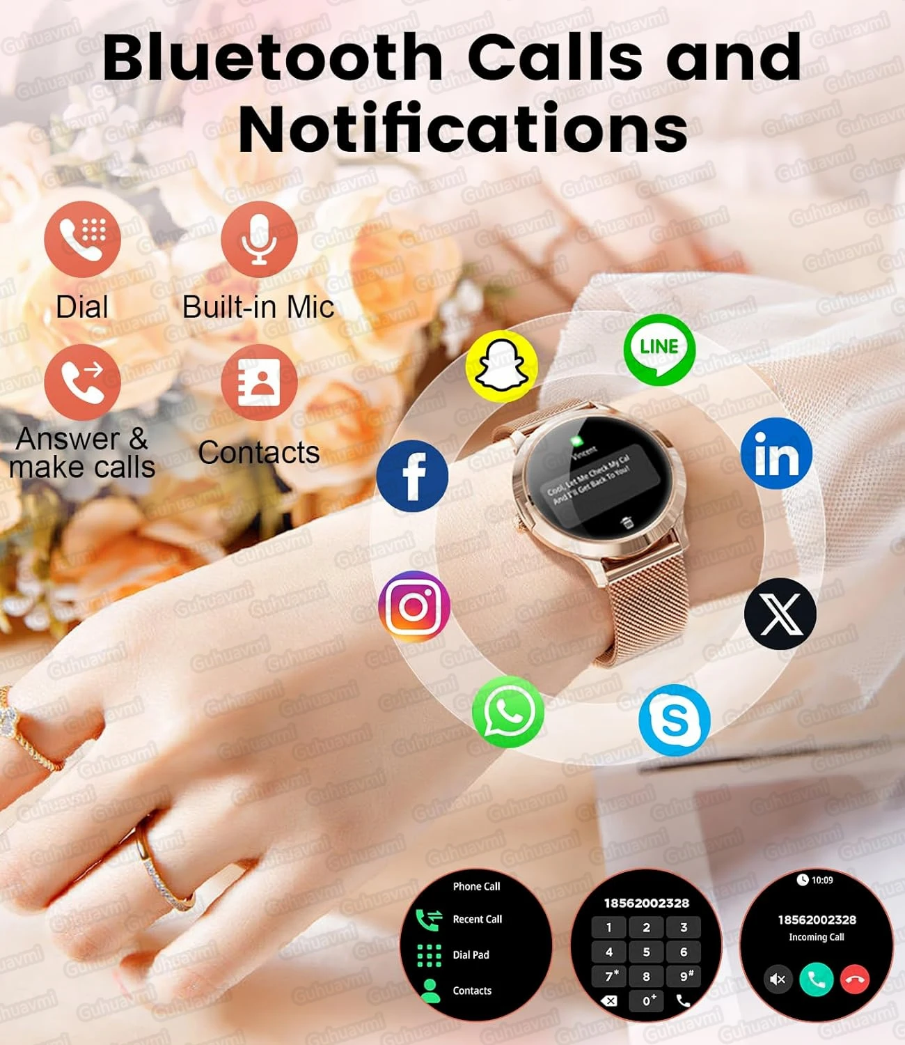 2025New 7.3 مللي متر الترا سليم HD AMOLED ساعة ذكية شاشة نسائية دائما عرض الوقت معدل ضربات القلب BT الاتصال الراقية موضة Smartwatc