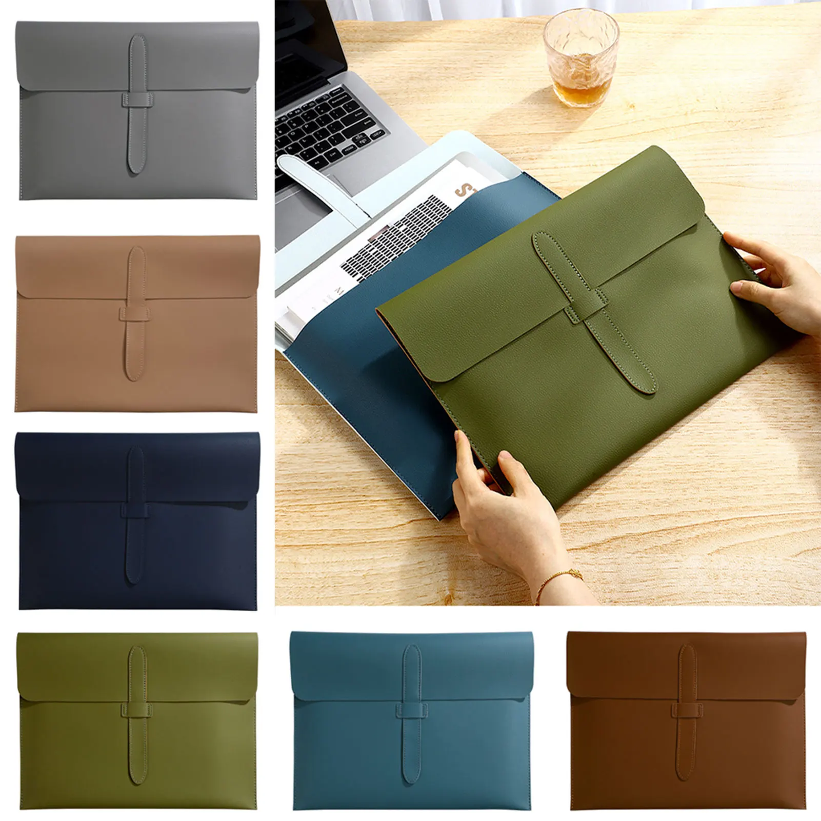 

Waterproof Leather A4 Document Folder Business Briefcase File Bag Document Paper Organiser Storage Bag For School Office