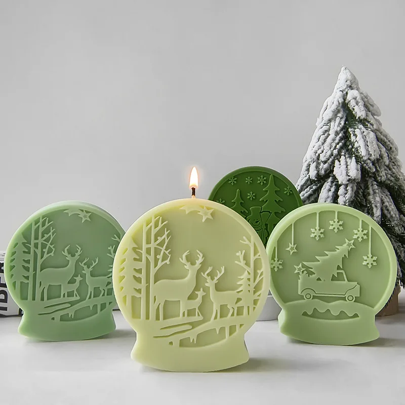 Christmas Tree Crystal Ball Silicone Mold Handmade Aroma Candle Resin Gypsum Mould DIY Christmas Decoration Molds