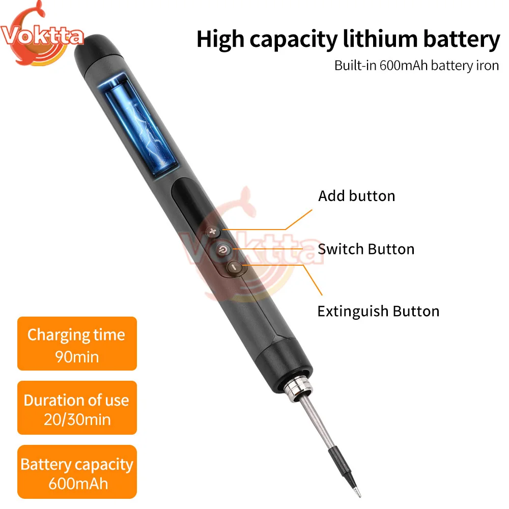 Imagem -02 - Conjunto de Ferro de Solda Elétrico Usb sem Fio Temperatura Ajustável Aquecimento Rápido Ferramentas Portáteis Digitais Inteligentes