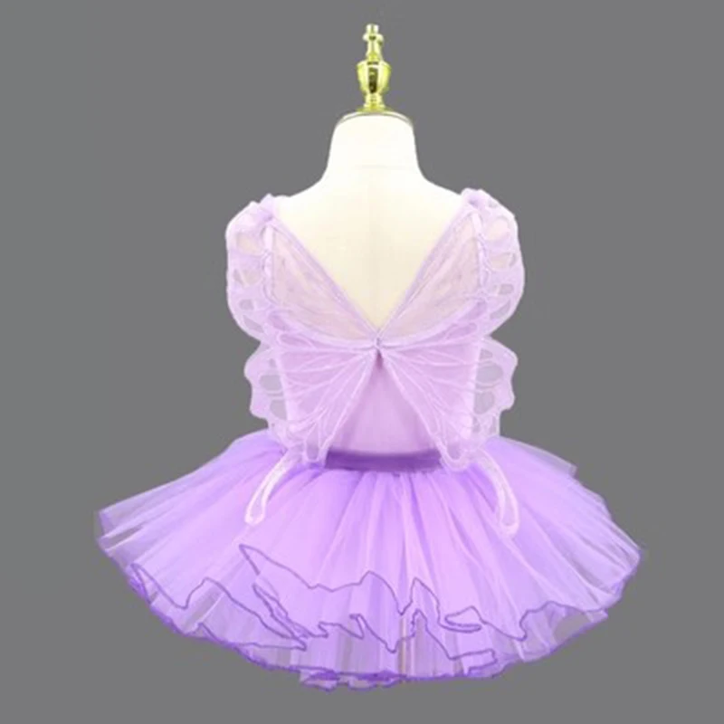 Children\'s ballet dance costume Girl\'s Chinese dance practice costume Ballet gauze skirt halter butterfly gymnastics costume