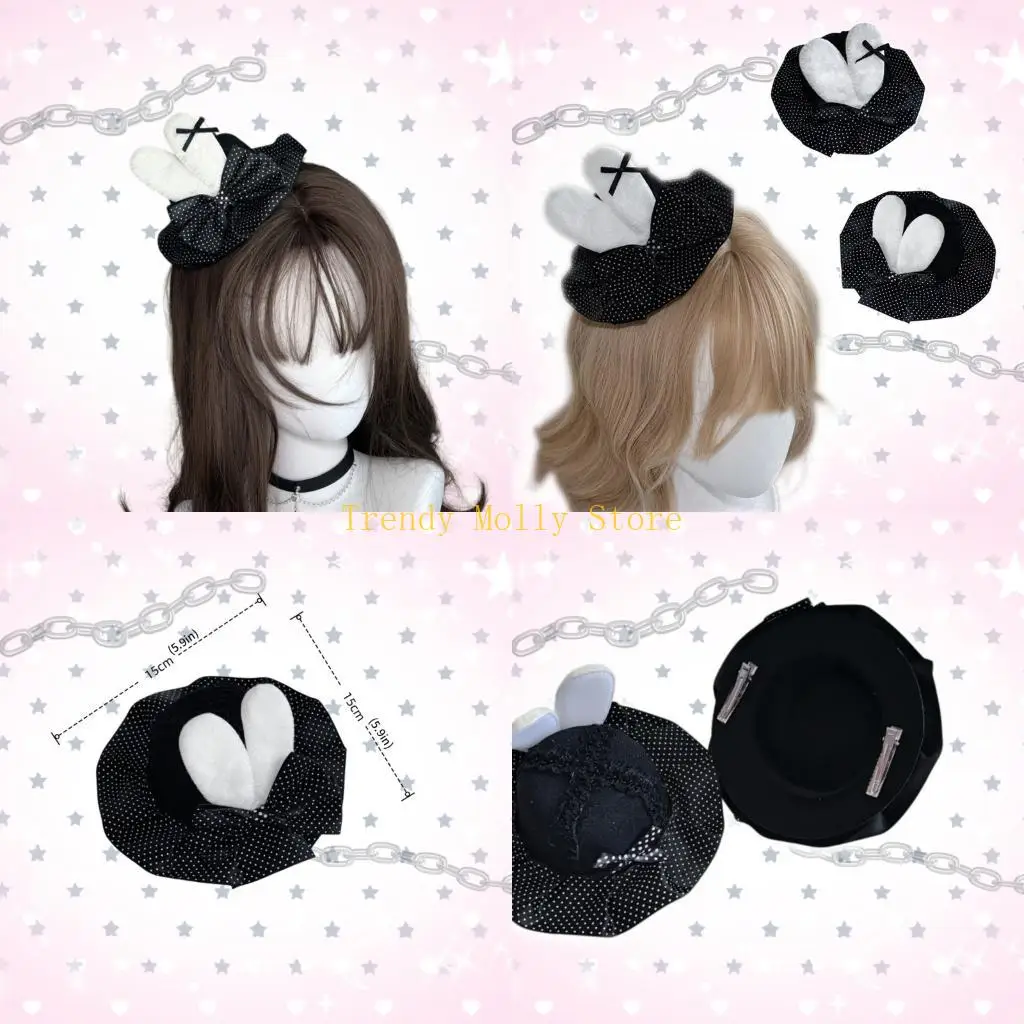 

N5KB Stylish Animal Hair Accessory With Floral Ribbon For Girls Women