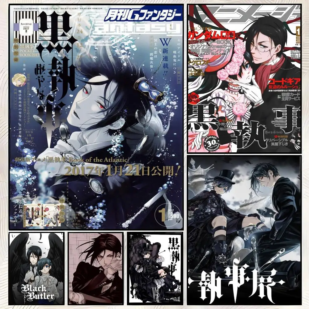 Anime B-Black Butler Poster Vintage PP Paper Wall Art Home Decor Print for Bedroom Living Room