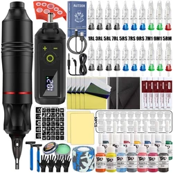 Professional Wireless Tattoo Machine Kit Tattoo Pen Machine Set with Wireless Power Supply Cartridge Needle for Tattoo Beginner