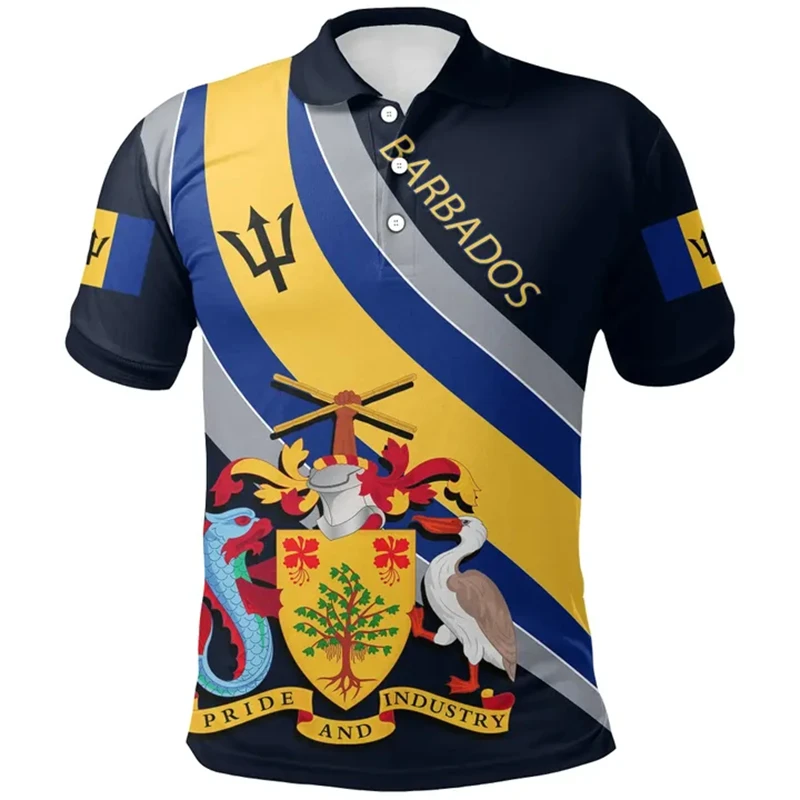 Bandiera Barbados Barbadian 3D Print Polo da uomo abbigliamento sportivo quotidiano magliette da palestra a maniche corte magliette da festa traspirante risvolto sportivo